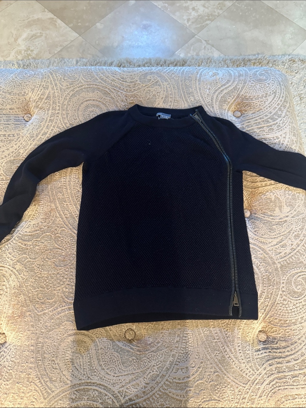 Vince Women's Navy Zip-Front Sweater
